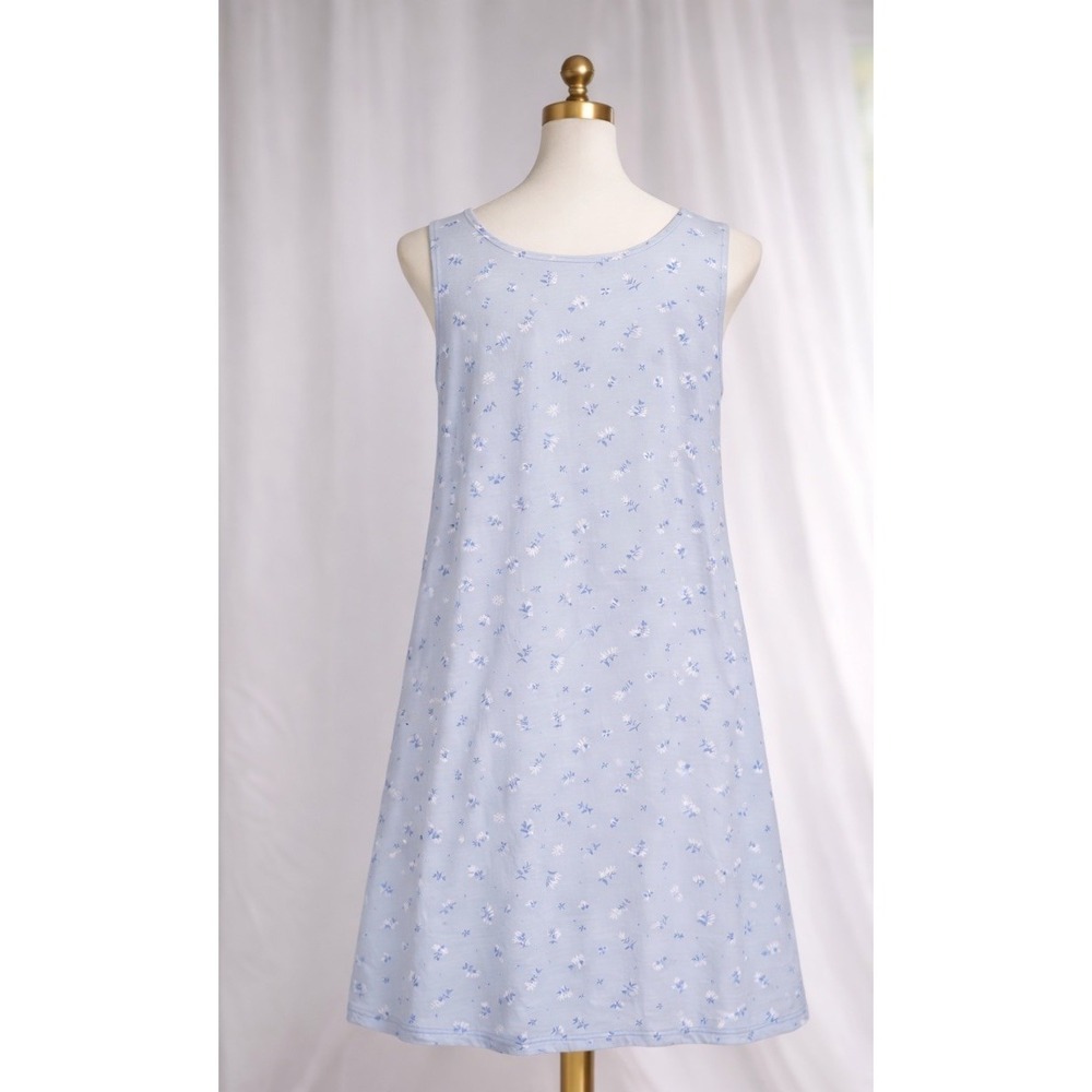 Lanz Salzburg Nightgown Gown Blue Floral Sweetheart Lace Trim 33" Length Size M - Picture 3 of 9